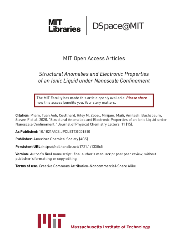 (PDF) Structural Anomalies and Electronic Properties of an Ionic Liquid ...