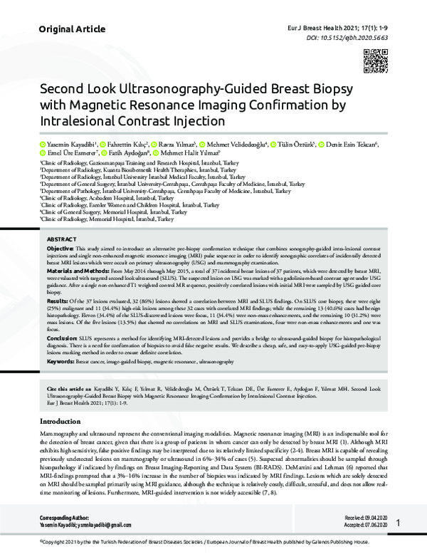 (PDF) Second Look Ultrasonography Guided Breast Biopsy with MRI ...