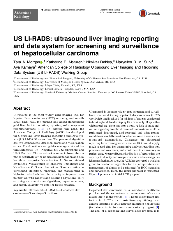 (PDF) US LI-RADS: ultrasound liver imaging reporting and data system ...