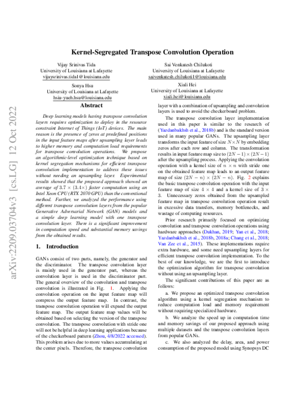 (PDF) Kernel-Segregated Transpose Convolution Operation