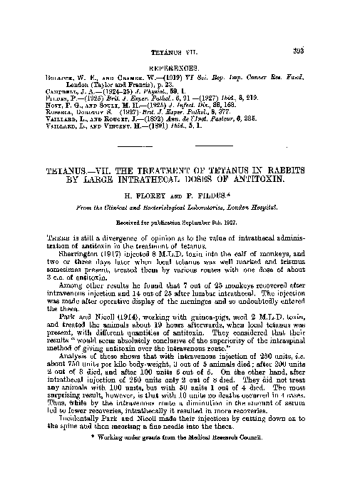 (PDF) TETANUS.-VII. THE TREATMENT OF TETANUS IN RABBITS BY LARGE ...
