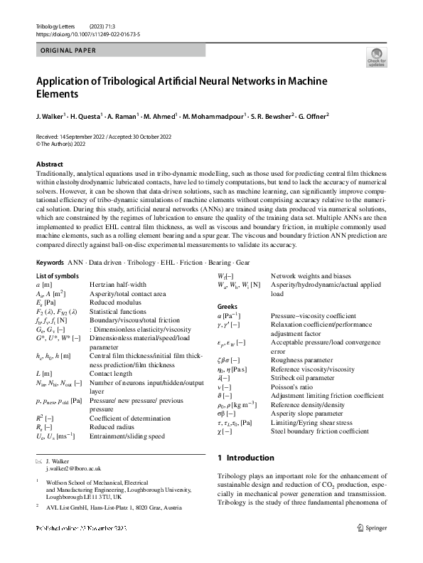 (PDF) Application of Tribological Artificial Neural Networks in Machine ...