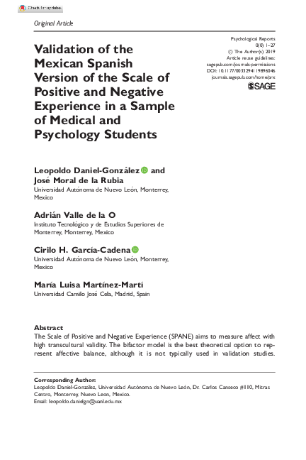 (PDF) Validation of the Mexican Spanish Version of the Scale of ...