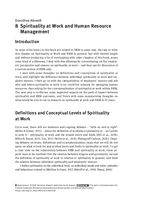 (PDF) 8 Spirituality at Work and Human Resource Management