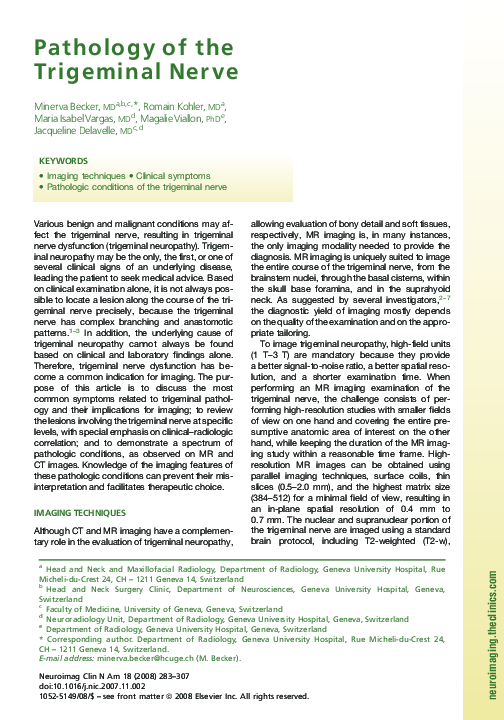 (PDF) Pathology of the Trigeminal Nerve