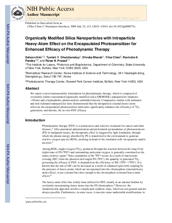 (PDF) Organically Modified Silica Nanoparticles with Intraparticle ...