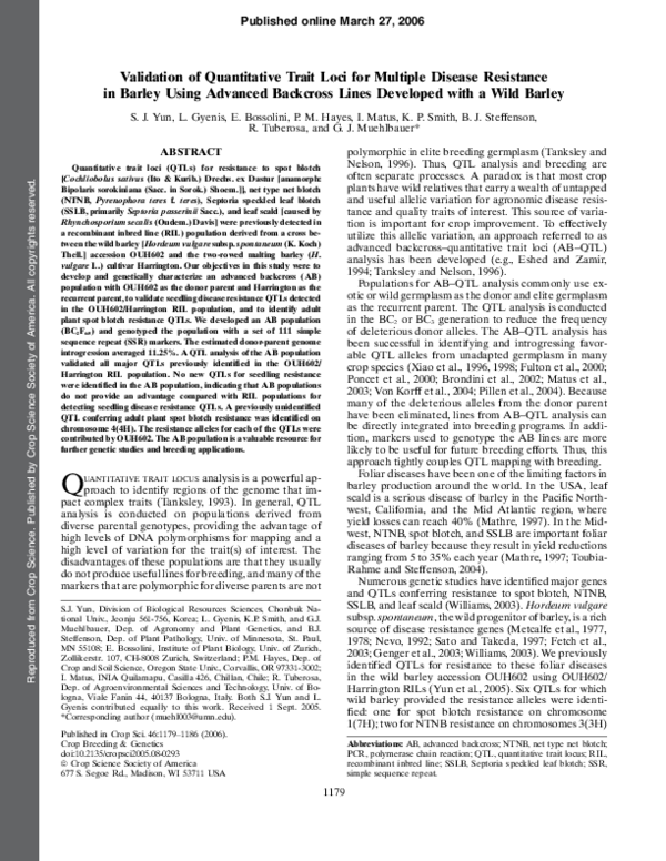 (PDF) Validation of Quantitative Trait Loci for Multiple Disease ...