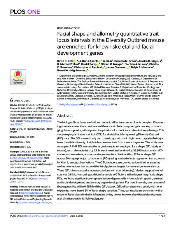 (PDF) Facial shape and allometry quantitative trait locus intervals in ...
