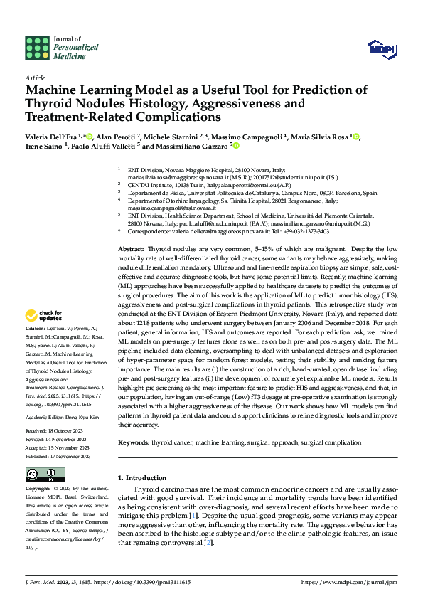 (PDF) Machine Learning Model as a Useful Tool for Prediction of Thyroid ...