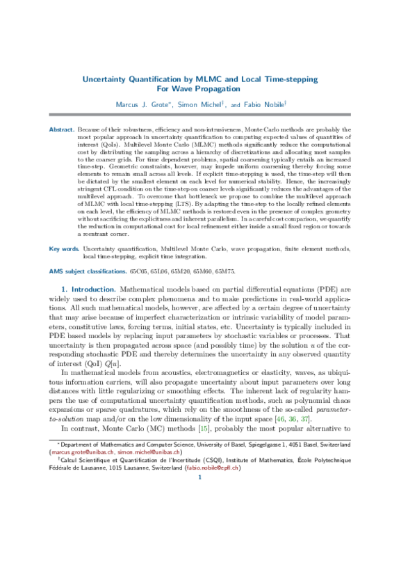 (PDF) Uncertainty Quantification by Multilevel Monte Carlo and Local ...
