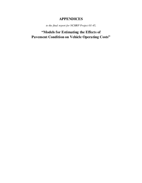 (PDF) Estimating the Effects of Pavement Condition on Vehicle Operating ...