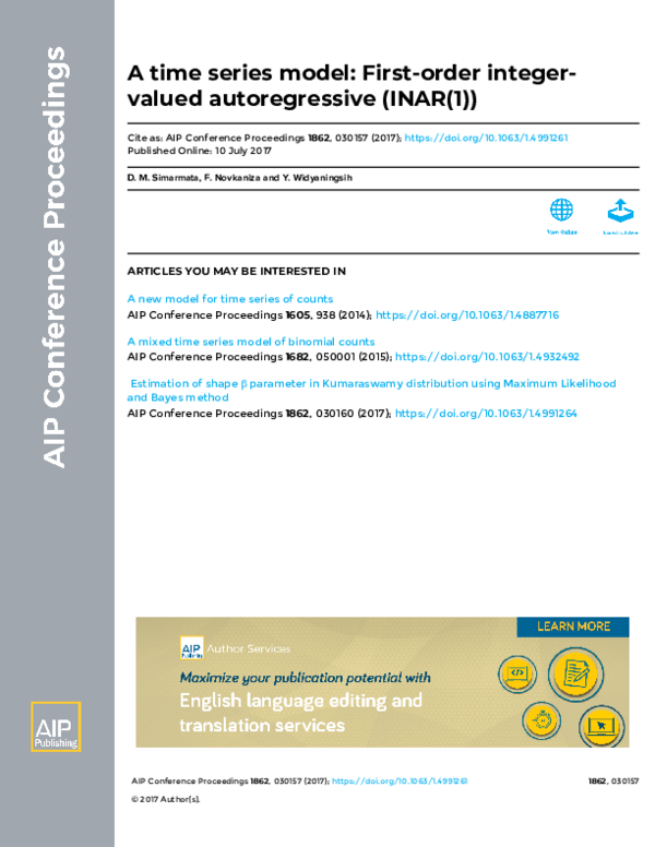 (PDF) A time series model: First-order integer-valued autoregressive ...