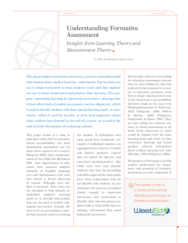 (PDF) Understanding Formative Assessment Insights from Learning Theory ...