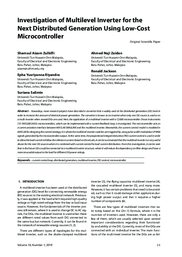 (PDF) Investigation of Multilevel Inverter for the Next Distributed ...