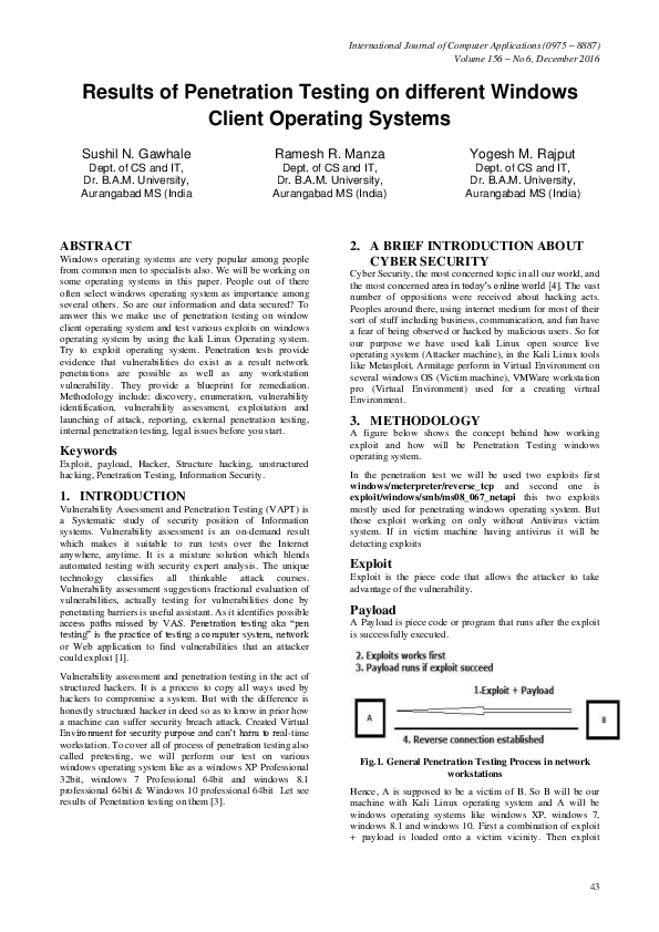 (PDF) Results of Penetration Testing on different Windows Client ...