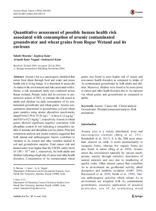 (PDF) Quantitative assessment of possible human health risk associated ...