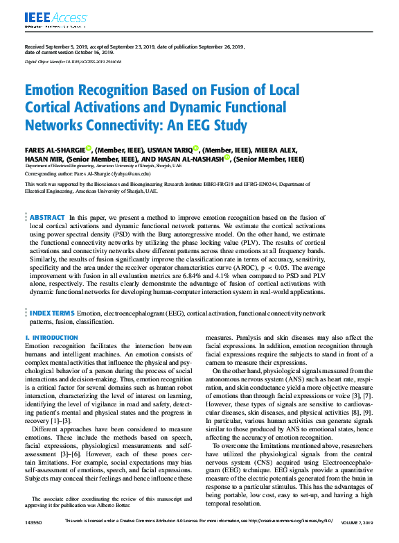 (PDF) Emotion Recognition Based on Fusion of Local Cortical Activations ...