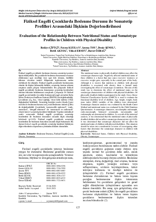 (PDF) Evaluation of the Relationship Between Nutritional Status and ...