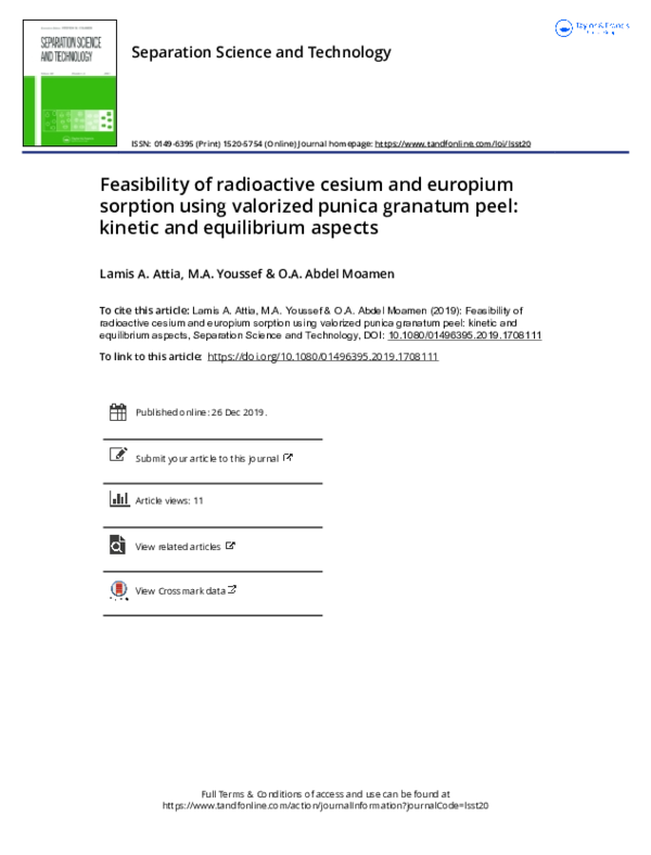 (PDF) Feasibility of radioactive cesium and europium sorption using ...