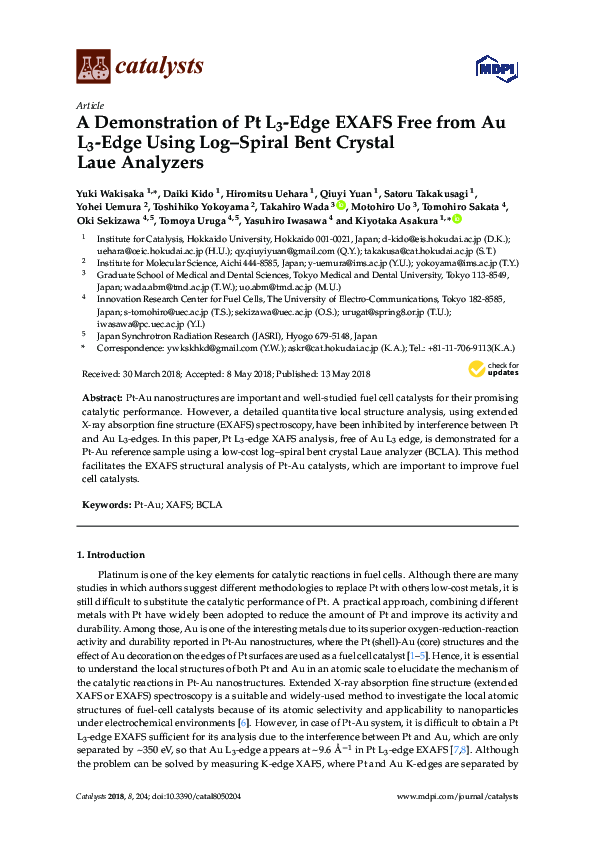 (PDF) A Demonstration of Pt L3-Edge EXAFS Free from Au L3-Edge Using ...