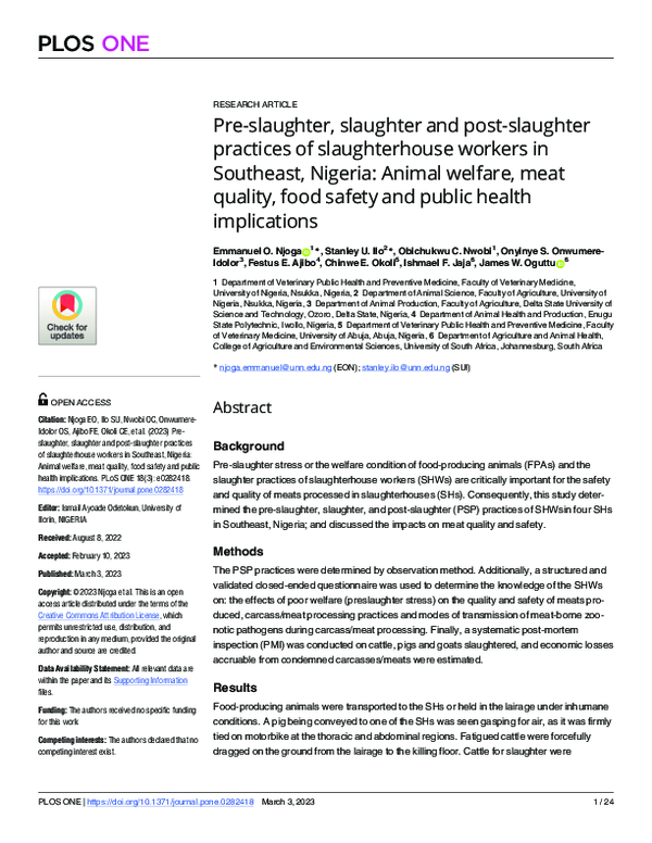 (PDF) Pre-slaughter, slaughter and post-slaughter practices of ...