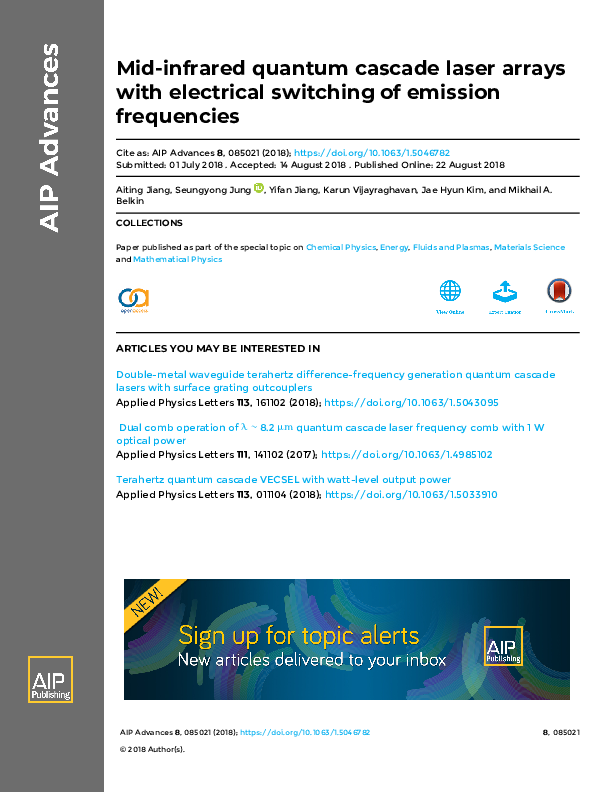 (PDF) Mid-infrared quantum cascade laser arrays with electrical ...