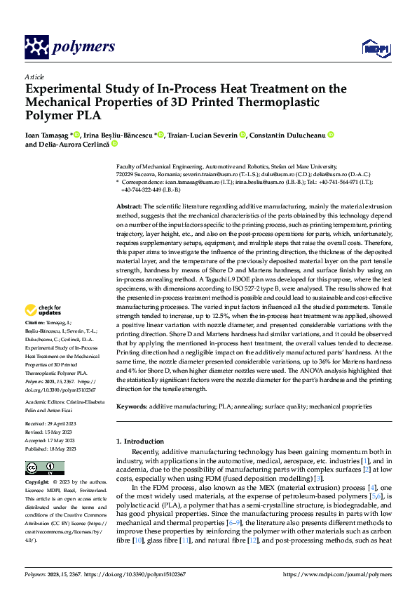(PDF) Experimental Study of In-Process Heat Treatment on the Mechanical ...