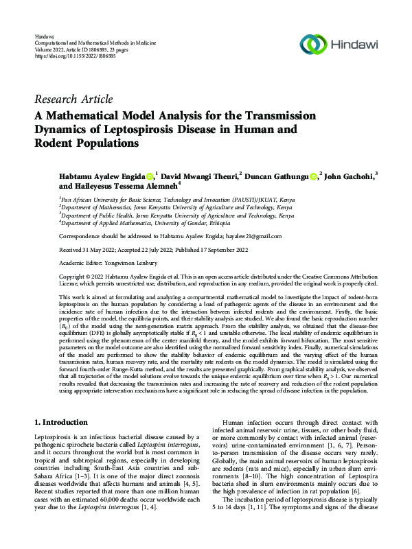 (PDF) A Mathematical Model Analysis for the Transmission Dynamics of ...