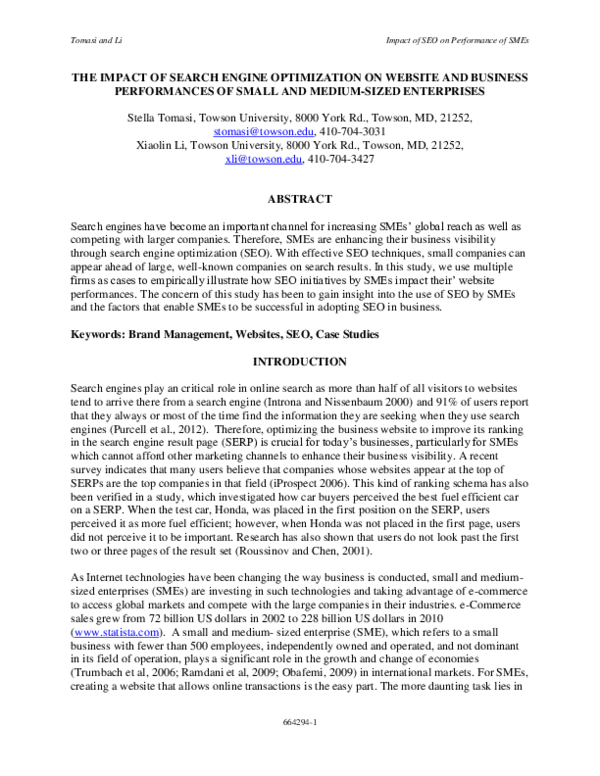 (PDF) The Impact of Search Engine Optimization on Website and Business ...