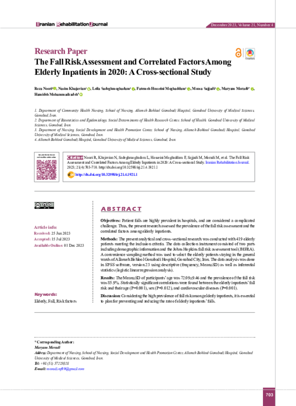 (PDF) The Fall Risk Assessment and Correlated Factors Among Elderly ...