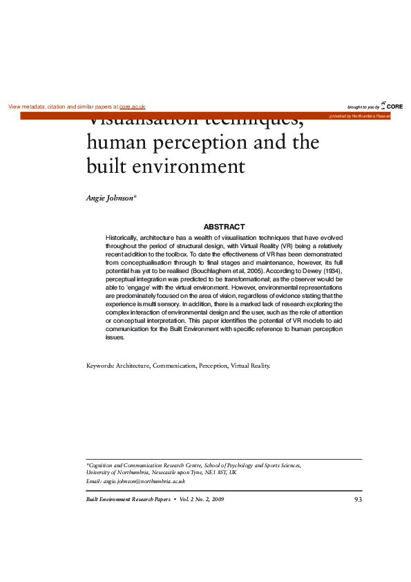 (PDF) Visualisation techniques, human perception and the built environment