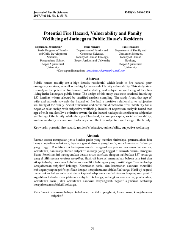 (PDF) Potential Fire Hazard, Vulnerability and Family Wellbeing of ...