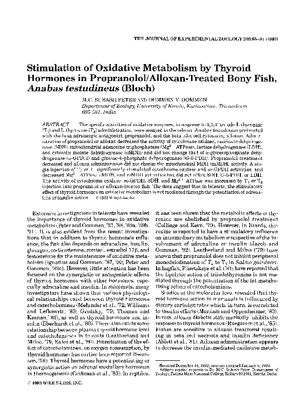 (PDF) Stimulation of oxidative metabolism by thyroid hormones in an ...