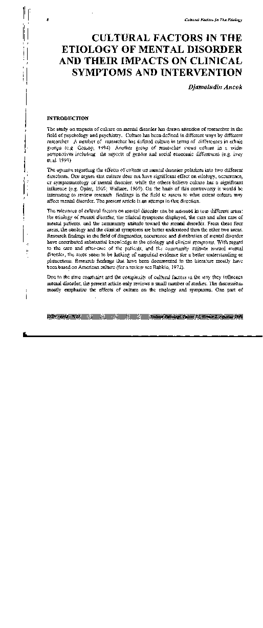 (PDF) Cultural factors in the etiology of mental disorderand their ...