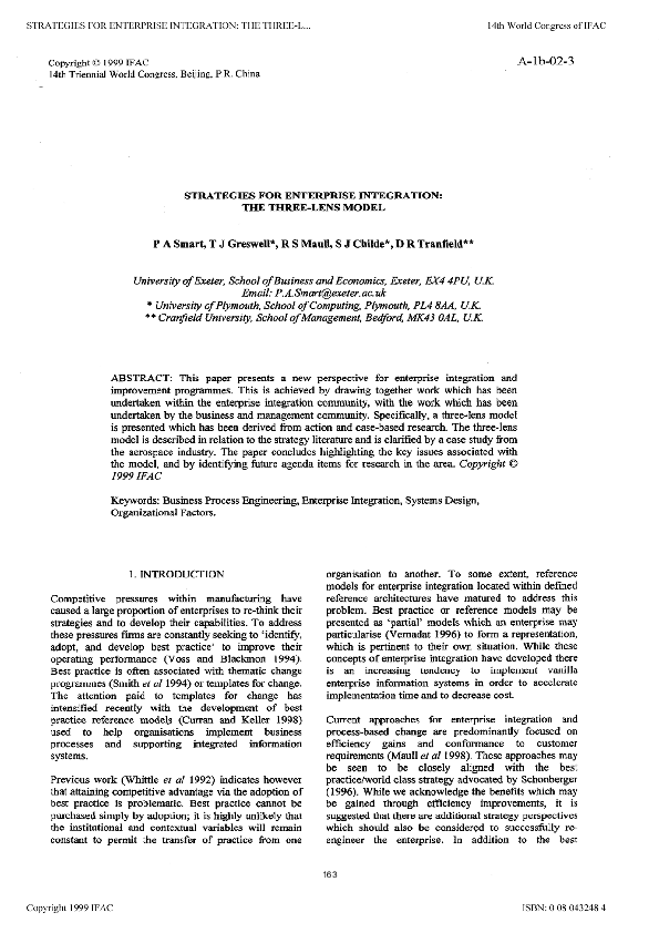 (PDF) Strategies for enterprise integration: The three-lens model