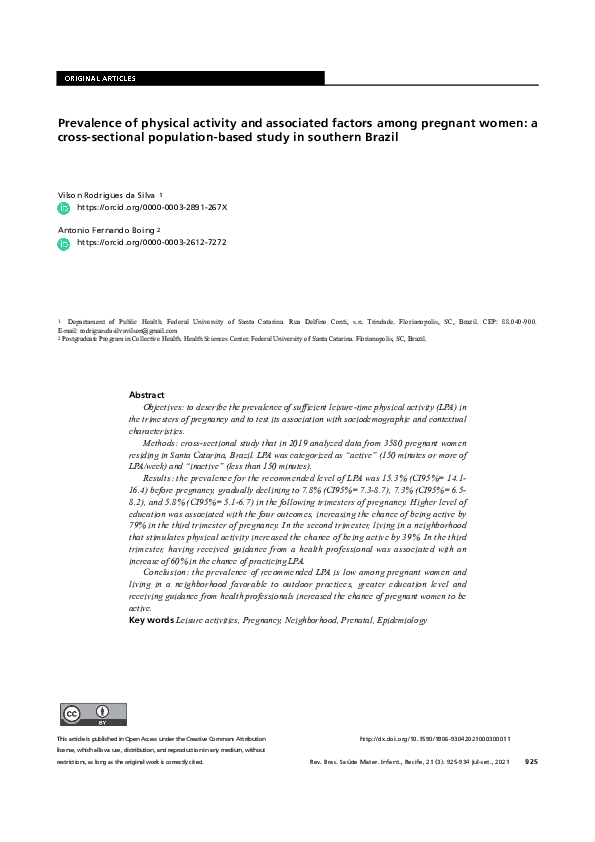 (PDF) Prevalence of physical activity and associated factors among ...