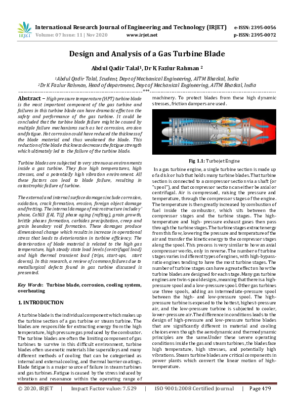 (PDF) Design and analysis of a gas turbine blade