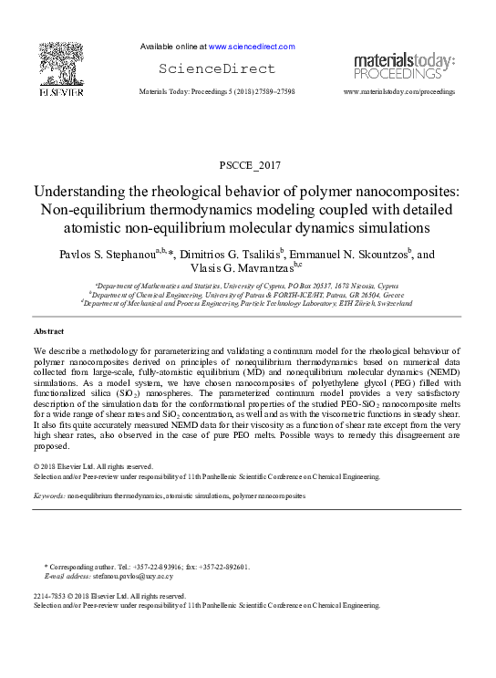 (PDF) Understanding the rheological behavior of polymer nanocomposites ...