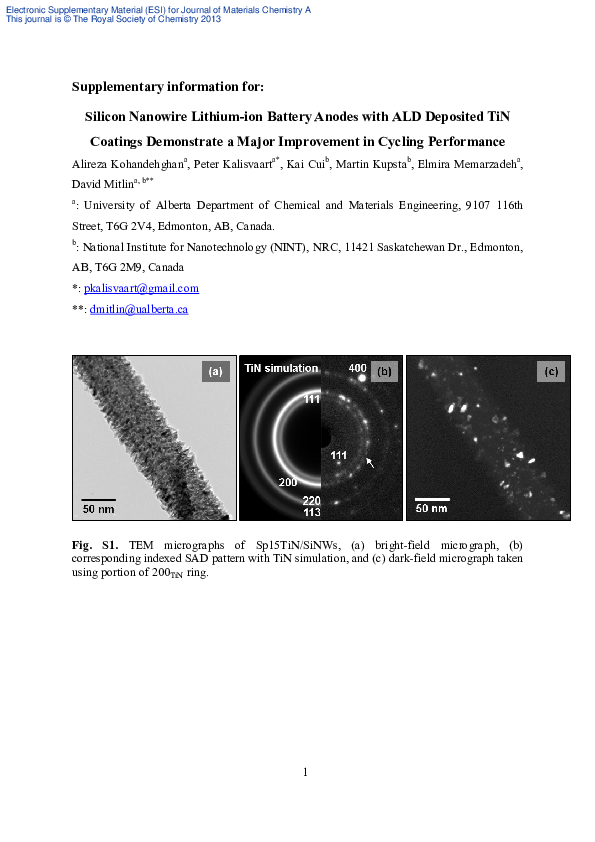 (PDF) Silicon nanowire lithium-ion battery anodes with ALD deposited ...