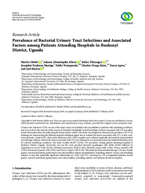(PDF) Prevalence of Bacterial Urinary Tract Infections and Associated ...