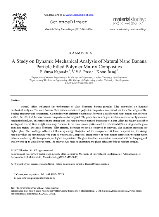 (PDF) A Study on Dynamic Mechanical Analysis of Natural Nano Banana ...