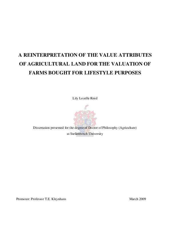 (PDF) A reinterpretation of the value attributes of agricultural land ...
