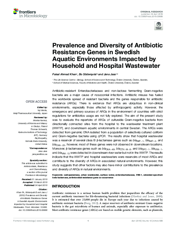 (PDF) Prevalence and Diversity of Antibiotic Resistance Genes in ...