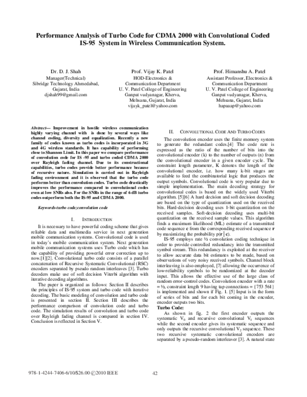 (PDF) Performance analysis of turbo code for CDMA 2000 with ...
