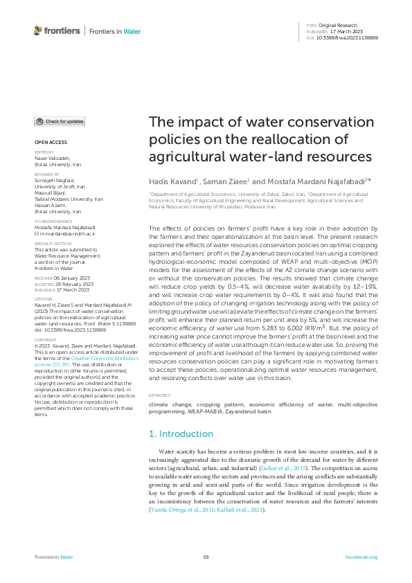 (PDF) The impact of water conservation policies on the reallocation of ...