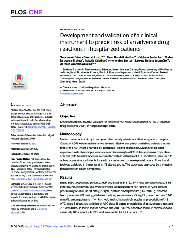 (PDF) Development and validation of a clinical instrument to predict ...