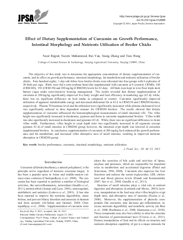 (PDF) Effect of Dietary Supplementation of Curcumin on Growth ...