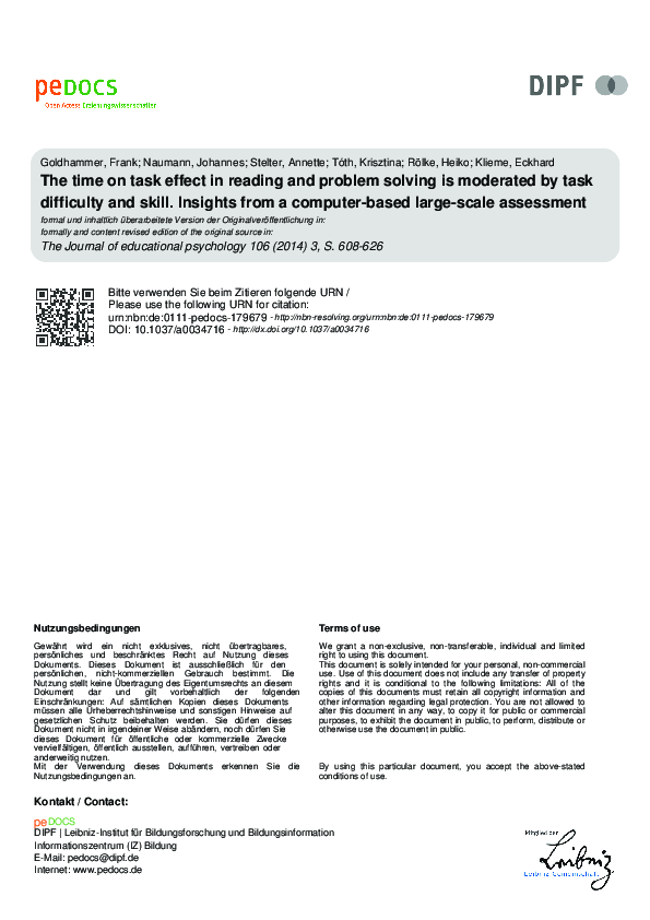 (PDF) The time on task effect in reading and problem solving is ...