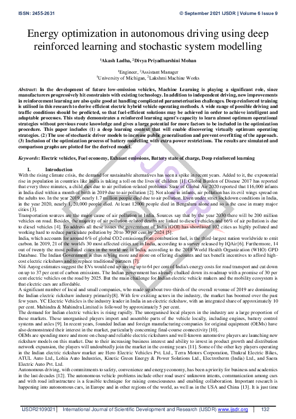(PDF) Energy optimization in autonomous driving using deep reinforced ...