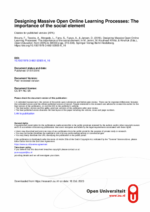 (PDF) Designing Massive Open Online Learning Processes: The sMOOC ...